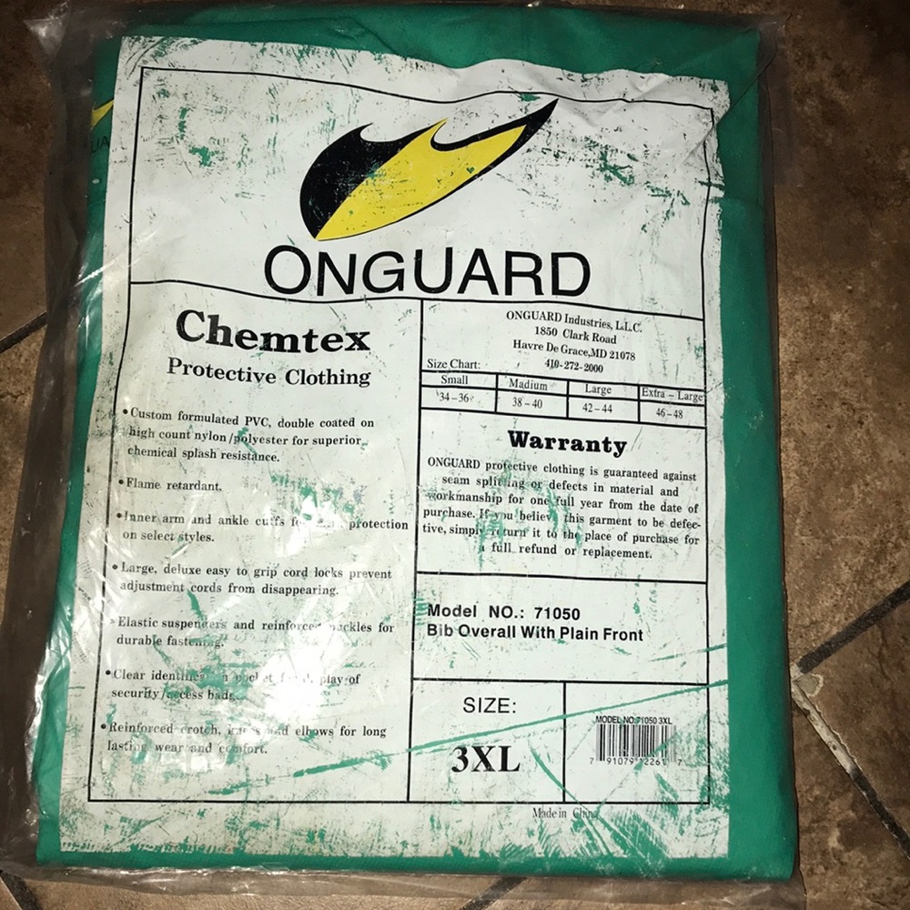 NIP Men’s Onguard Chemtex Protective Bib Overalls
